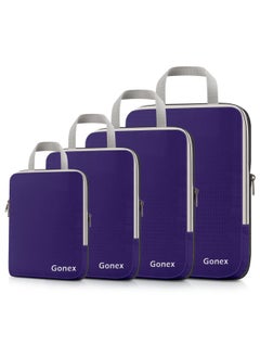 Gonex Compression Packing Cubes 3 Pieces 4 Pieces Expandable Storage Travel Luggage Bags Organizers 4 Pieces Purple Xl L M S  - Image 1