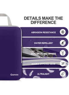Gonex Compression Packing Cubes 3 Pieces 4 Pieces Expandable Storage Travel Luggage Bags Organizers 4 Pieces Purple Xl L M S  - Image 3