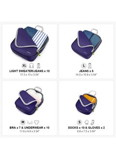 Gonex Compression Packing Cubes 3 Pieces 4 Pieces Expandable Storage Travel Luggage Bags Organizers 4 Pieces Purple Xl L M S  - Image 4