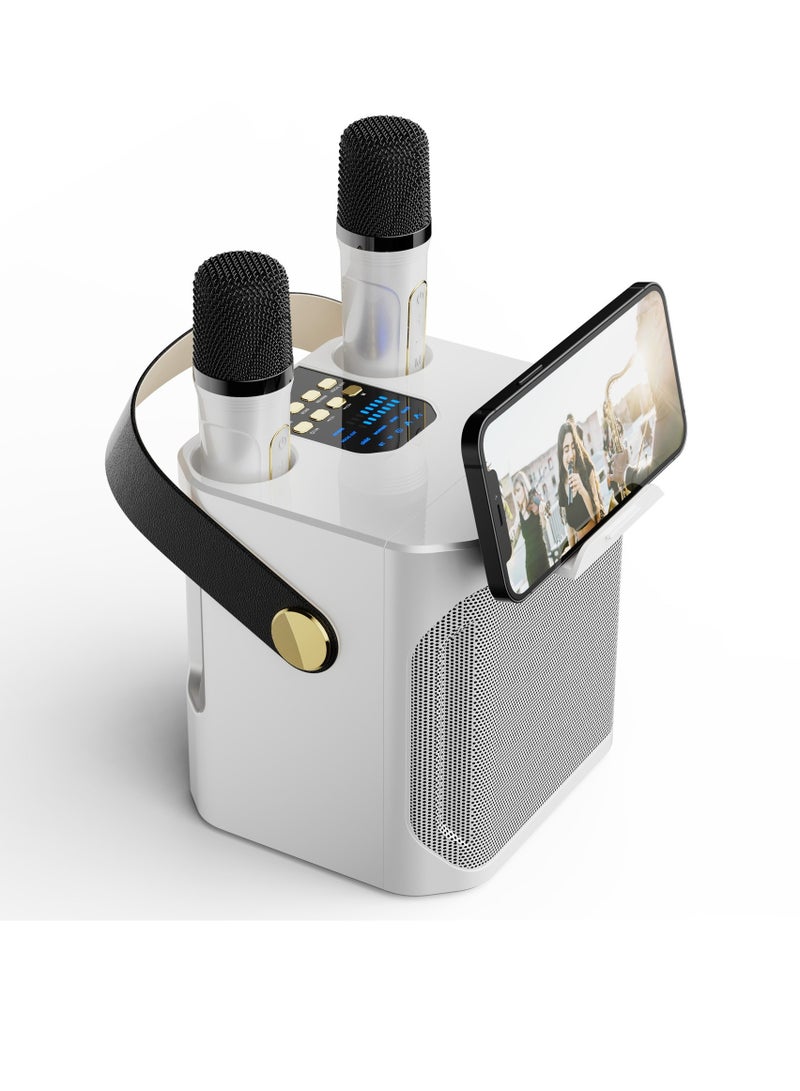 KOLEER S882 Bluetooth Karaoke System, Portable Karaoke Machine With Two Wireless Karaoke Microphones, Lightweight And Durable Speaker For Home Party, Meeting, (1pc, White)  - Image 1