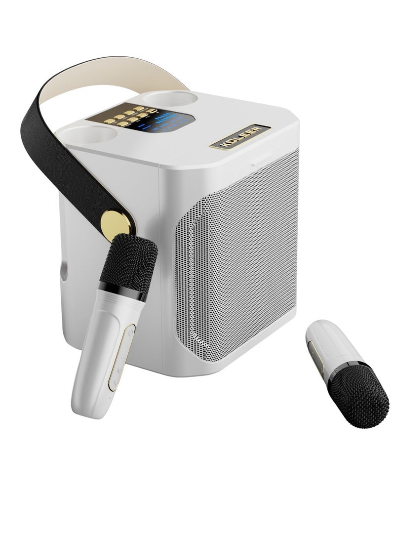KOLEER S882 Bluetooth Karaoke System, Portable Karaoke Machine With Two Wireless Karaoke Microphones, Lightweight And Durable Speaker For Home Party, Meeting, (1pc, White)  - Image 3