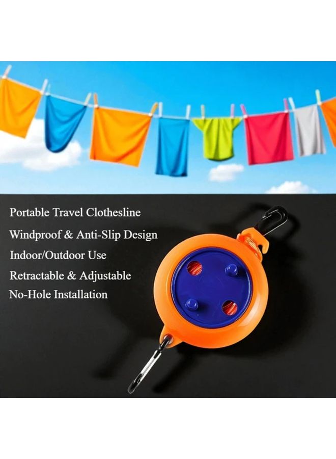 32ft Orange Blue Heavy Duty Retractable Clothesline Windproof Portable For Camping RV Balcony - Image 3