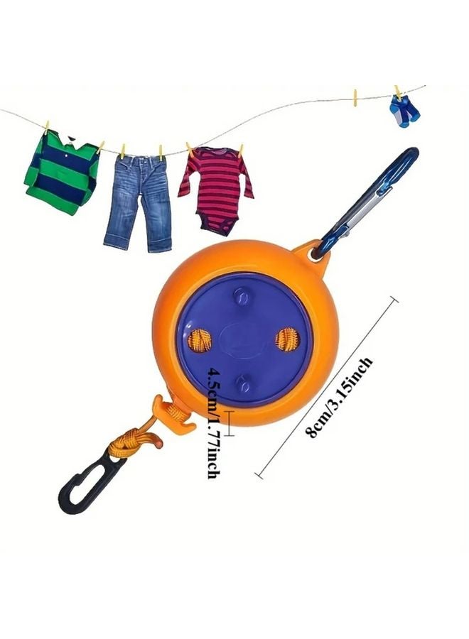 32ft Orange Blue Heavy Duty Retractable Clothesline Windproof Portable For Camping RV Balcony - Image 5