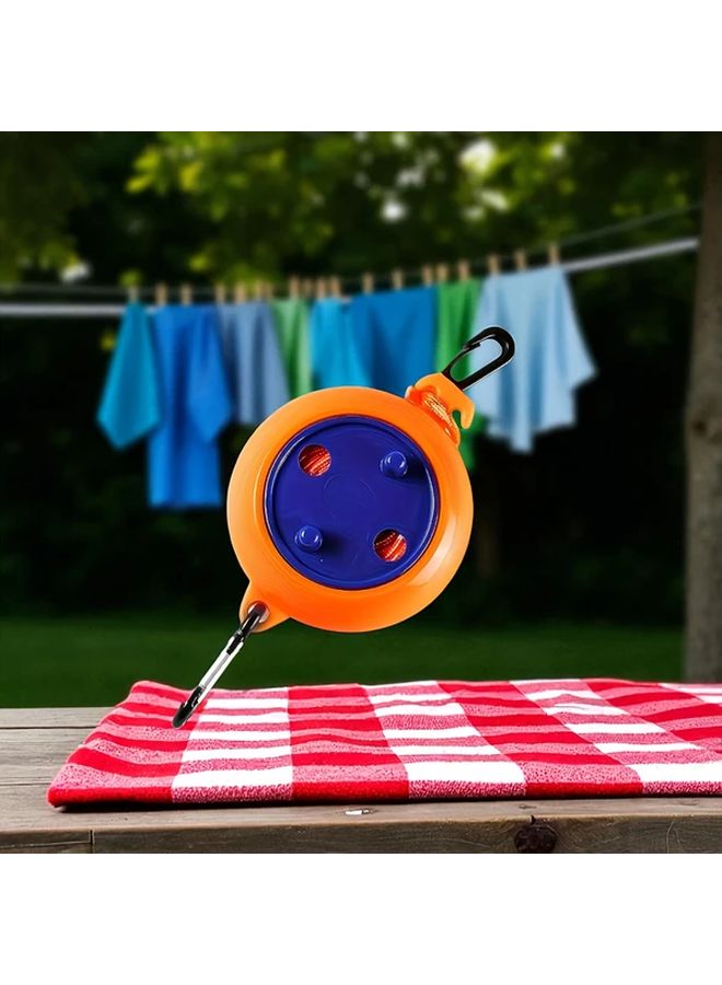 32ft Orange Blue Heavy Duty Retractable Clothesline Windproof Portable For Camping RV Balcony - Image 1