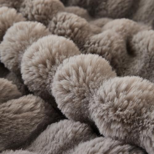 COOVA Faux Fur Throw Blanket for Couch, Cozy Soft and Fuzzy Plush Rabbit Fur Bubble Blanket for Sofa Bedroom Living Room, 50x60 Inches Grey - Image 4