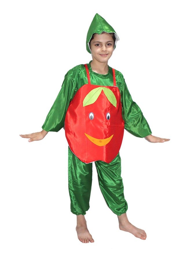 Kaku Fancy Dresses Kaku Fancy Dresses Kids Polyester Apple Fruits Costume Cutout with Cap (Red/Green)  - Image 2