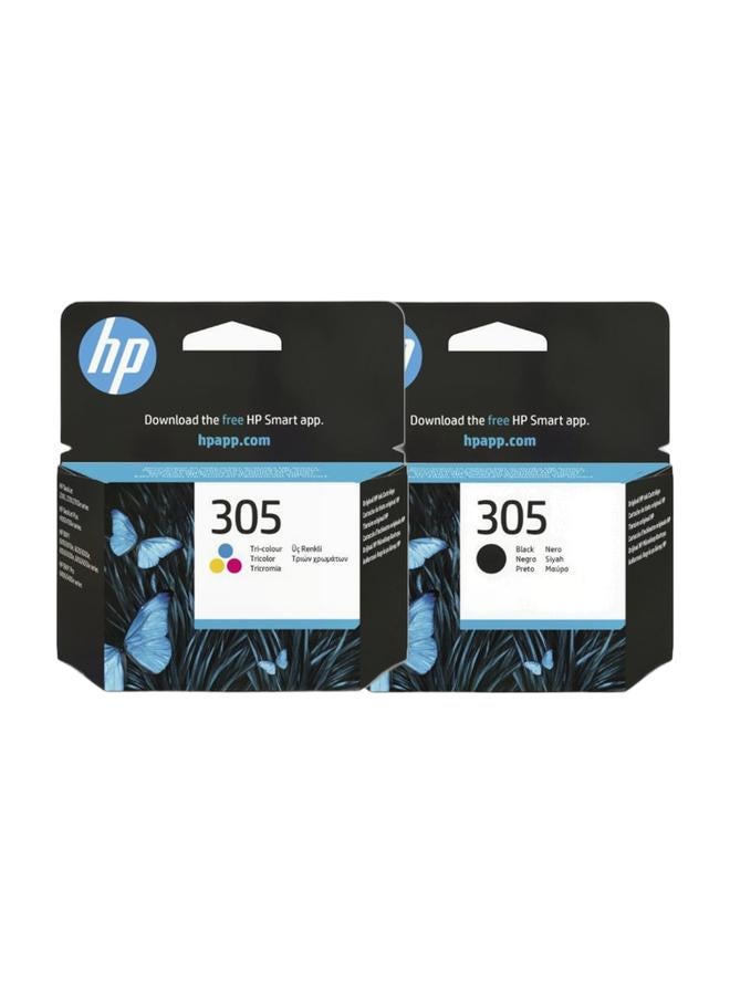 HP 305 Tri-Color Original Ink Cartridge - ‎3YM60AE Multicolour + 305 Original Ink Cartridge Black | Works with HP Deskjet 2300, 2700, Hp Deskjet Plus Series 4100, Hp Envy 6010 Series, Hp Deskjet Envy Pro 6400 Series Black - Image 1