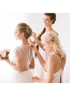 La Jolie Jasmin 6 Pieces Bridal Wedding Hair Pins Gold Leaf Crystal Pearl Hair Pins Clips Headpiece Vintage Wedding Hair Accessories Jewelry with Rhinestone for Brides Bridesmaids Flower Girls (Lovely)  - Image 2