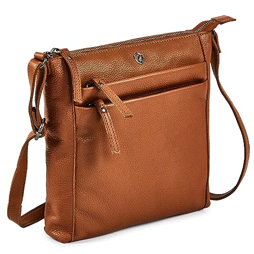 Cochoa Small Soft Genuine Leather Crossbody Purse Women’s Sling Crossover Shoulder Travel Handbag with Triple Zipper (Cognac Nappa) - Image 1