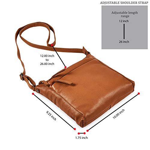 Cochoa Small Soft Genuine Leather Crossbody Purse Women’s Sling Crossover Shoulder Travel Handbag with Triple Zipper (Cognac Nappa) - Image 2