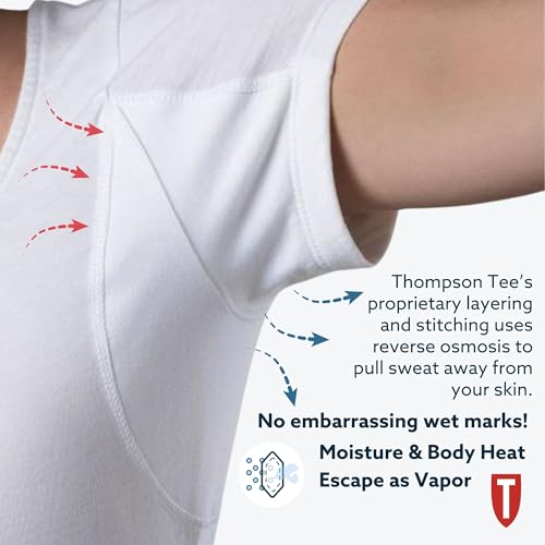 THOMPSON TEE Women's Sweatproof Undershirt - Cotton Scoop Neck T-Shirt with Underarm Sweat Pads - Original Fit - Aluminum-Free Alternative - White - X-Small - Image 3