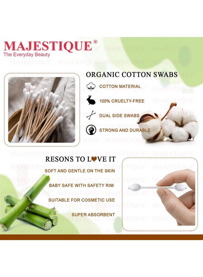 MAJESTIQUE Baby Safety Cotton Swab100% Organic Soft & Gentle Tip For Cleaningideal For Babies & Adults Makeup Removal & More Bamboo Cotton Swabs80Swabs For Baby 100Swabs For Adults - Image 4