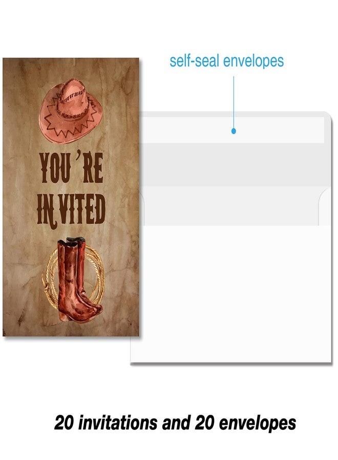 Soiceu Retro Counrty Western Birthday Party Invitations with Envelopes Set of 20 Wild West Cowboy Birthday Party Invites for Men - Image 5