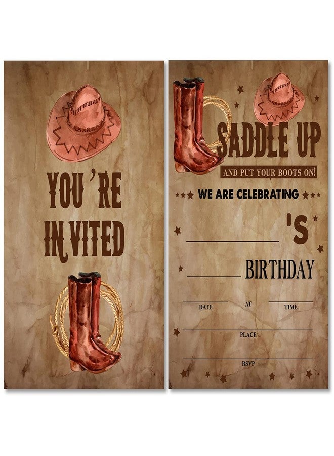 Soiceu Retro Counrty Western Birthday Party Invitations with Envelopes Set of 20 Wild West Cowboy Birthday Party Invites for Men - Image 1