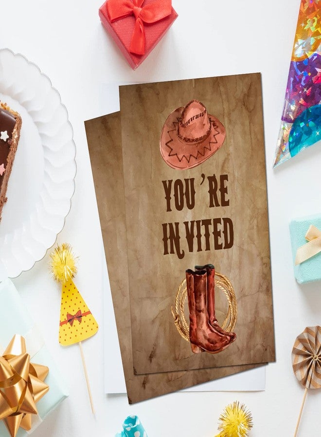Soiceu Retro Counrty Western Birthday Party Invitations with Envelopes Set of 20 Wild West Cowboy Birthday Party Invites for Men - Image 3