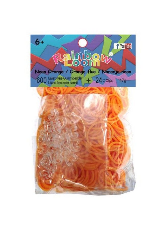 Rainbow Loom Latex Free Rubber Band Refill + Cclips Neon Orange - Image 1