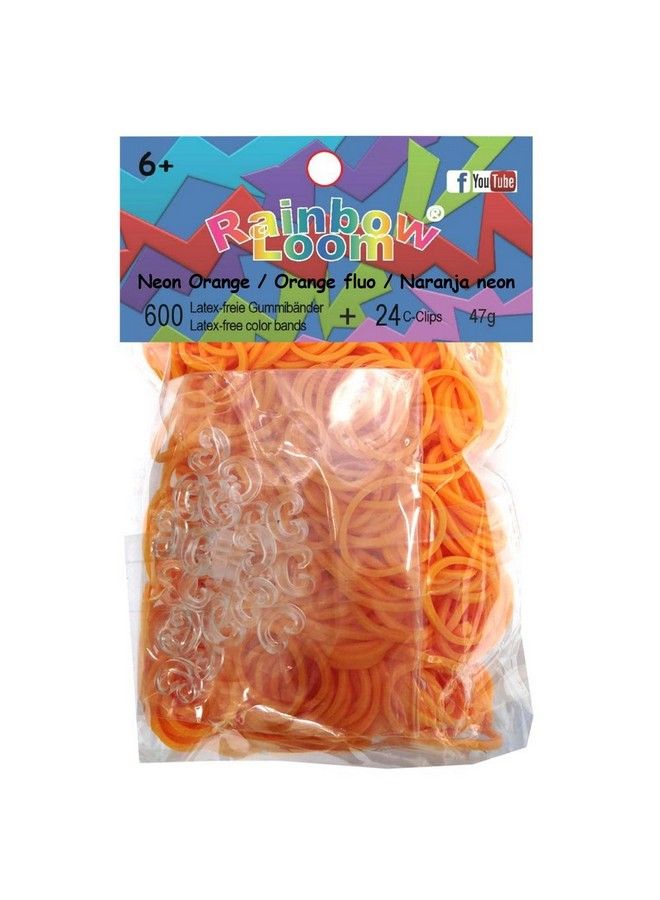 Rainbow Loom Latex Free Rubber Band Refill + Cclips Neon Orange - Image 2
