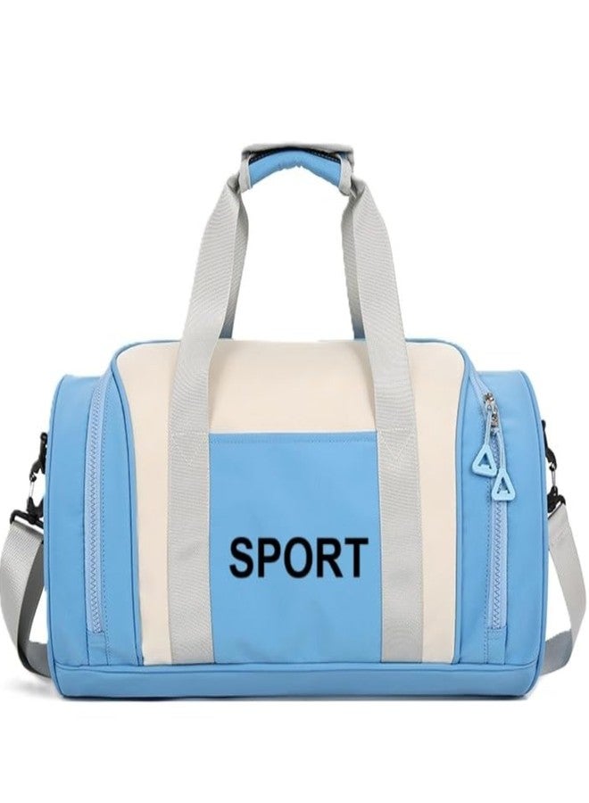 BOLDSTUFF Gym Bags for Men Compact Sports Duffle for Women Unisex Duffle Bag for Carry & Travel Adjustable & Water-Resistant for Shoes Towel Duffel Sports Bag (Sky Blue) - Image 1