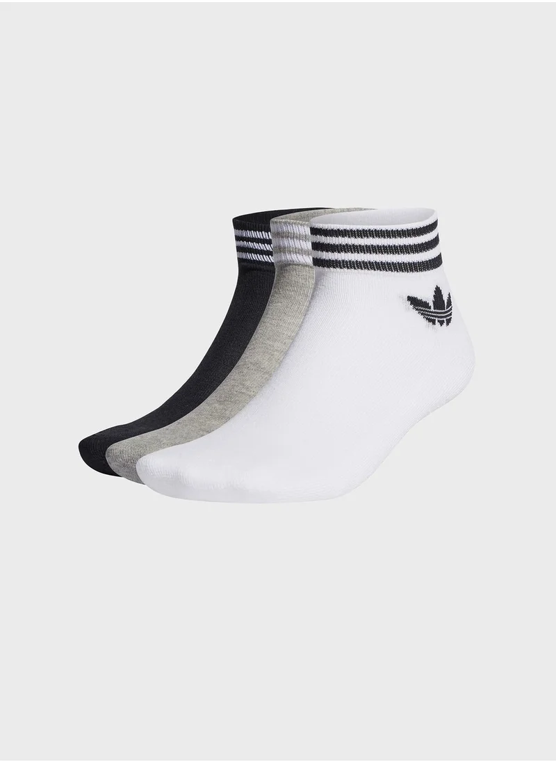 adidas Originals 3 Pack Trefoil Ankle Socks