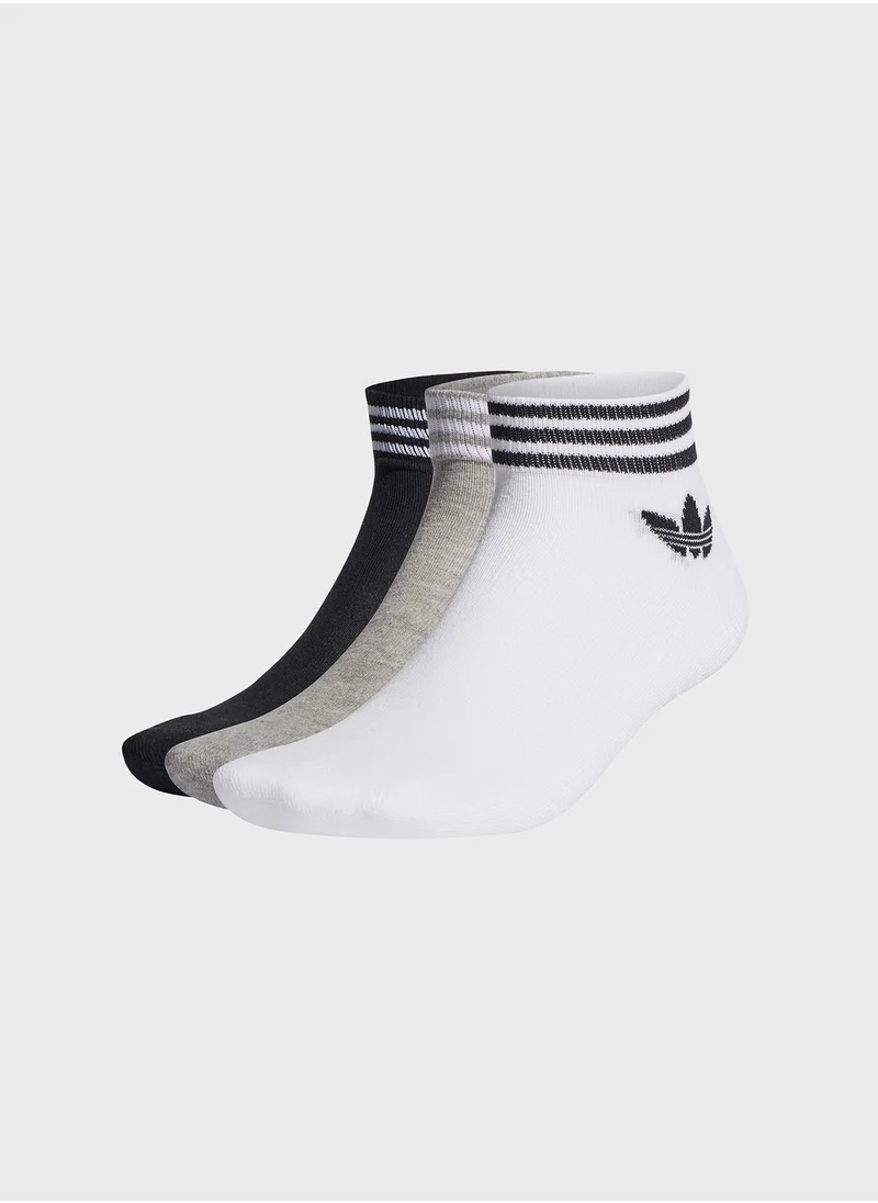 adidas Originals 3 Pack Trefoil Ankle Socks