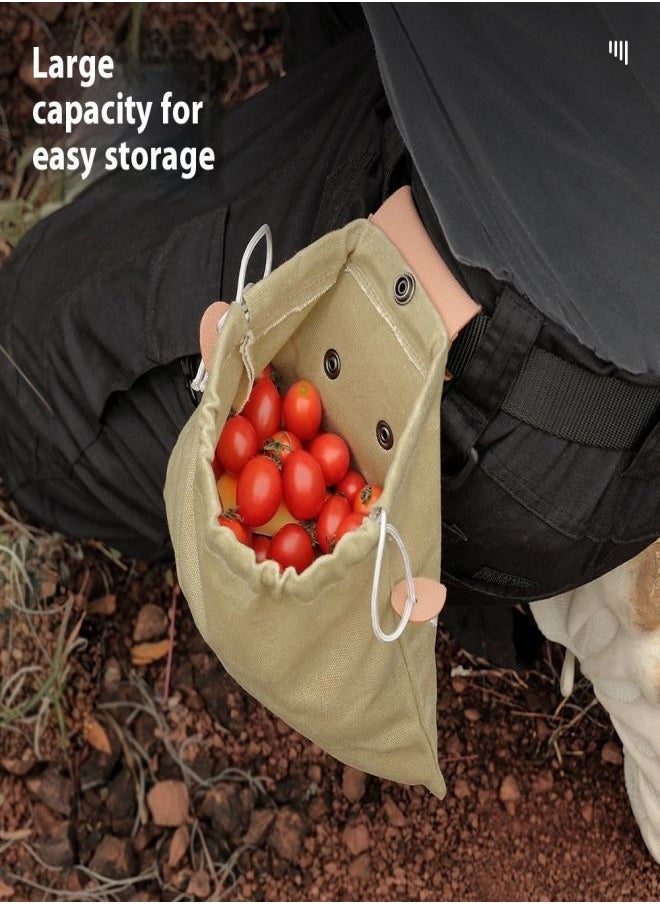 CLS - Outdoor Foraging Bag – Fruit Harvesting Waist Bag with Drawstring Closure – Foldable Canvas Tool Storage Pouch - Image 1