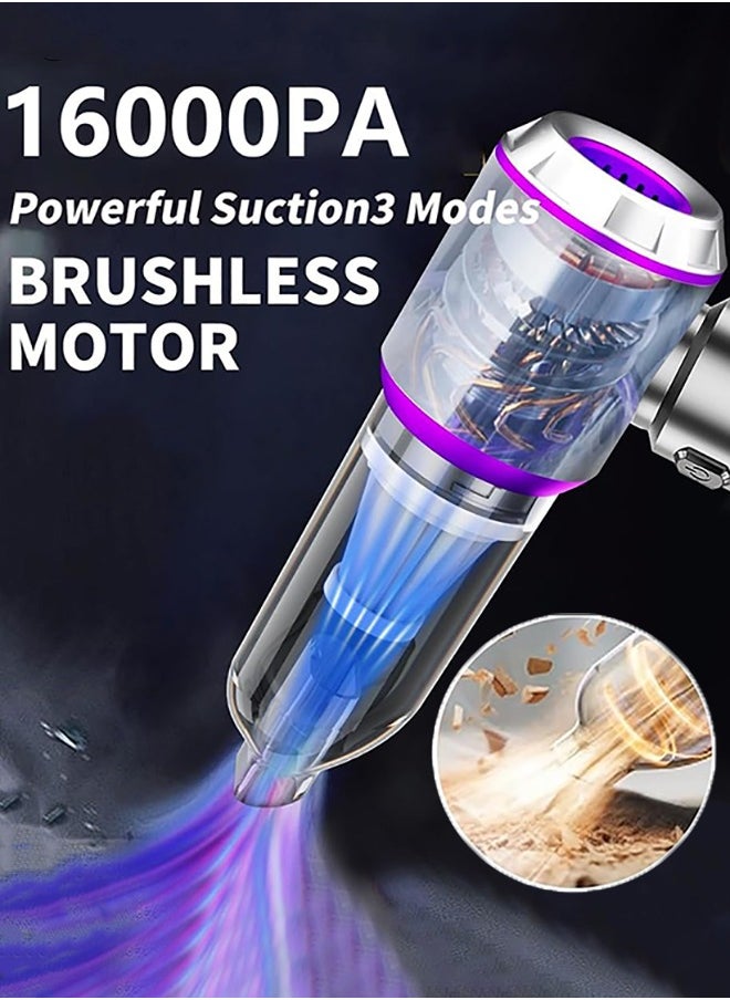 Garlo Car Vacuum Portable Cordless 16000PA High power Mini Vacuum Cleaner 4-in-1 Compressed Air Duster & Air Blower & Pump Hand Held Vacuum with Brushless Motor for Car, Home, Office,Camping  - Image 5