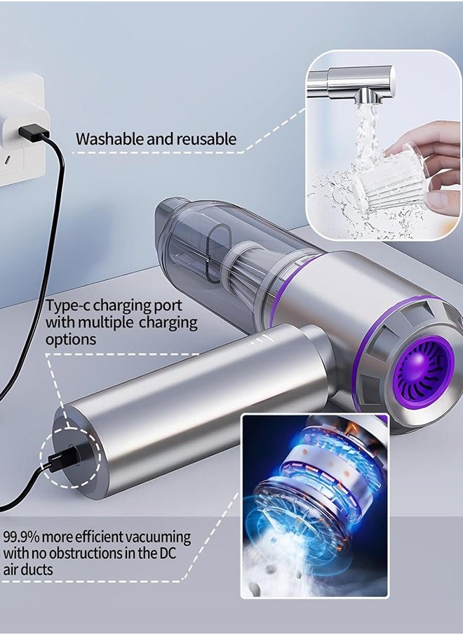 Garlo Car Vacuum Portable Cordless 16000PA High power Mini Vacuum Cleaner 4-in-1 Compressed Air Duster & Air Blower & Pump Hand Held Vacuum with Brushless Motor for Car, Home, Office,Camping  - Image 3