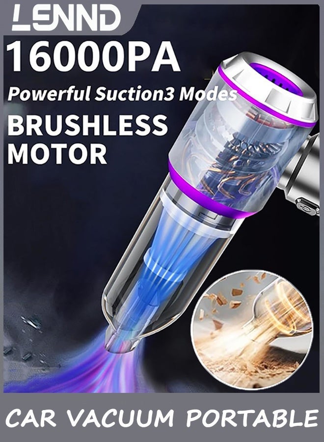 LENND Car Vacuum Portable Cordless 16000PA High power Mini Vacuum Cleaner 4-in-1 Compressed Air Duster & Air Blower & Pump Hand Held Vacuum with Brushless Motor for Car, Home, Office,Camping - Image 2