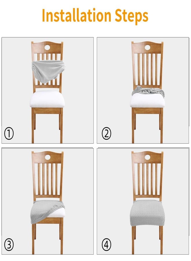Fuloon Stretch Waterproof Chair Seat Covers 4 PCS, Removable Washable Dining Room Chair Covers Anti-Dust Seat Cushion Slipcovers for Bedroom, Kitchen, Hotel, Banquet (I-Light Gray, 4) - Image 5