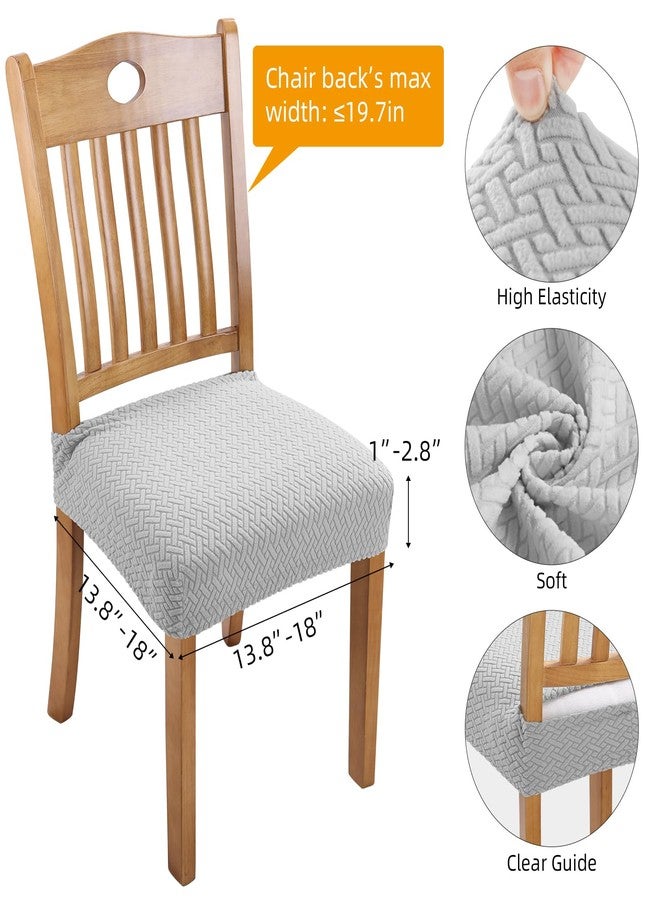 Fuloon Stretch Waterproof Chair Seat Covers 4 PCS, Removable Washable Dining Room Chair Covers Anti-Dust Seat Cushion Slipcovers for Bedroom, Kitchen, Hotel, Banquet (I-Light Gray, 4) - Image 4