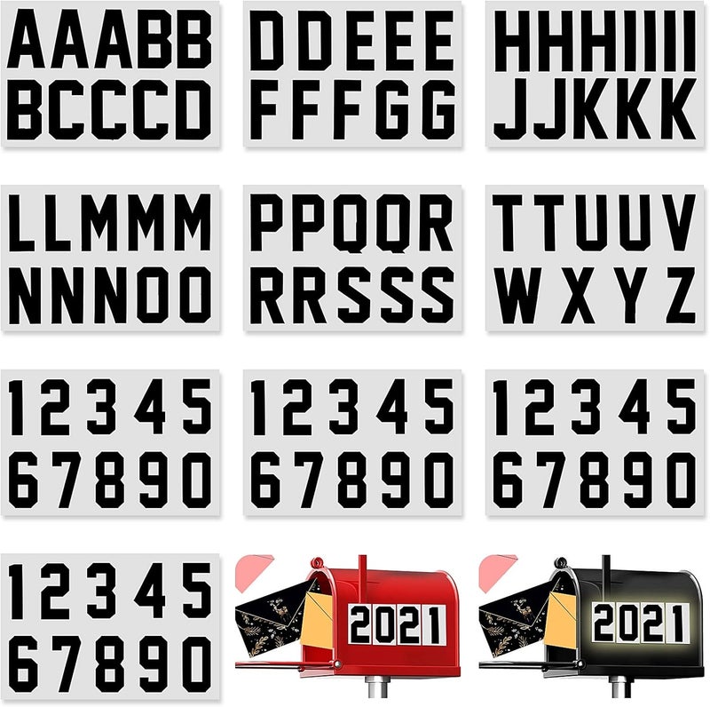 Zonon 100 Piece Reflective Mailbox Number Stickers, Self Adhesive Reflective Capital Letter Sticker, Number Decals Vinyl Mailbox Number Decals for Mailbox Address, Bin, Window, Door (Black,2 Inch) - Image 1
