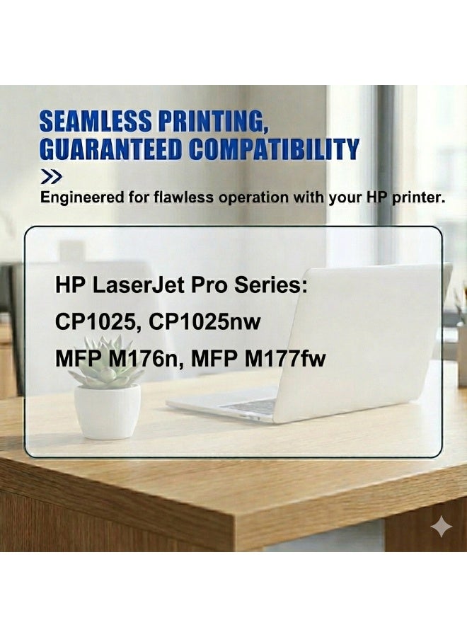 مجموعة خراطيش حبر متوافقة مع 4 عبوات بديلة لـ HP 126A CE310A CE311A CE312A CE313A تعمل مع طابعات HP LaserJet Pro CP1025 CP1025nw M175a M175nw M275 - (غير OEM) - Image 2