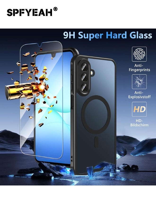 SPFYEAH [2-in-1] Samsung Galaxy A17 Case with Screen Protector, Upgraded [Full Camera Protection] [Frosted Translucent] Slim Shockproof Durable Magnetic Case for Samsung Galaxy A17 6.7 inch (Black, 1+1 Pack) - Image 3