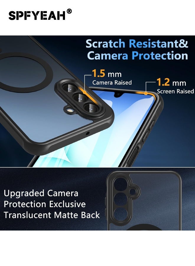SPFYEAH [2-in-1] Samsung Galaxy A17 Case with Screen Protector, Upgraded [Full Camera Protection] [Frosted Translucent] Slim Shockproof Durable Magnetic Case for Samsung Galaxy A17 6.7 inch (Black, 1+1 Pack) - Image 5