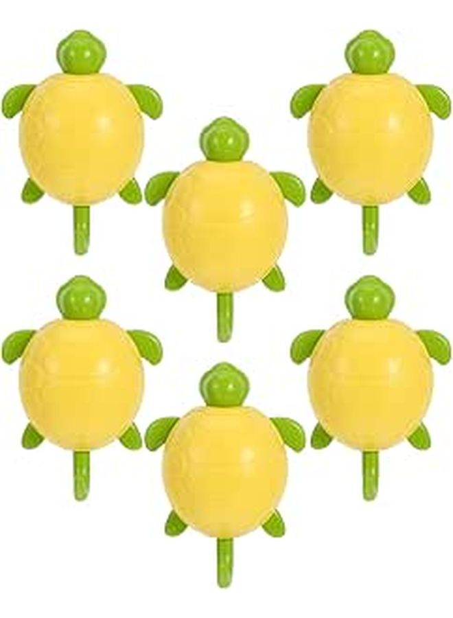 SAFIGLE 6pcs Turtle Adhesive Wall Hooks Cute No Drill Hanging for Clothes Towel Backpack Bathroom Yellow Green - Image 1