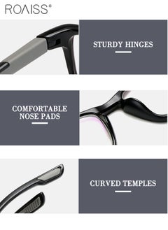 roaiss Blue Light Blocking Sunglasses for Men Women Anti UV and Glare Blue Light Filter Computer Glasses Rectangular Photochromic Anti Eyestrain Headache Eyewear Black  - Image 3