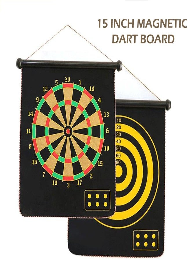 MANVI Dart Board Game for Kids, 15 INCH Double Side Playing Dartboard with 6 Pin, Easy to Hang Indoor Games for Family, Hard Wood & Metal Wire Darts Board Game for Adults (15 INCH Dart Cloth) - Image 4