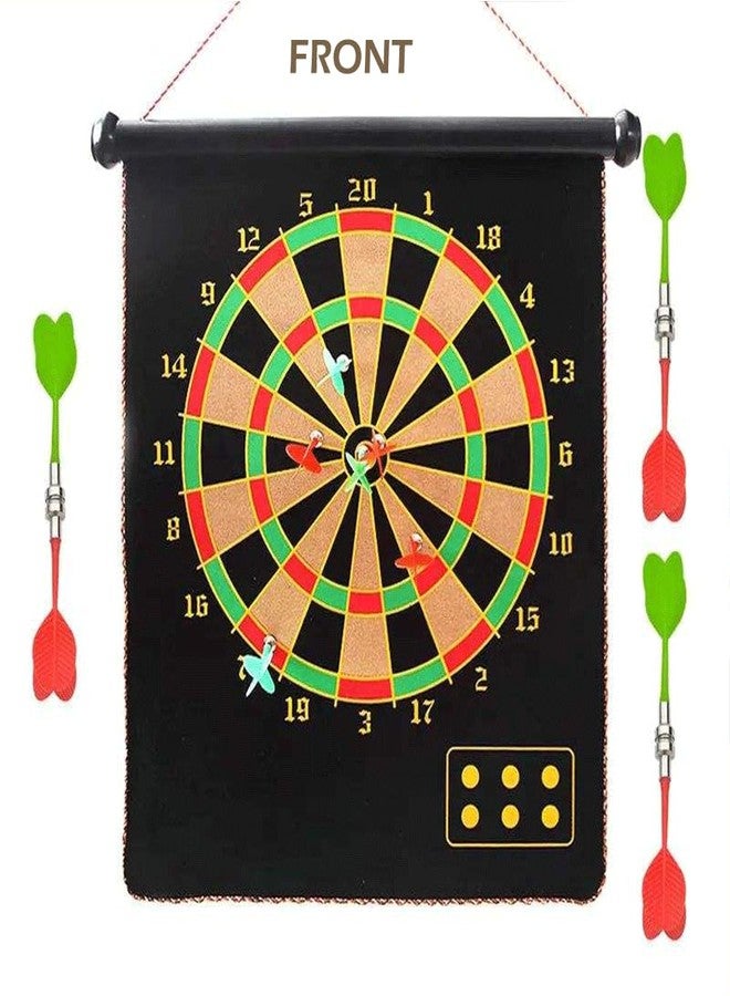 MANVI Dart Board Game for Kids, 15 INCH Double Side Playing Dartboard with 6 Pin, Easy to Hang Indoor Games for Family, Hard Wood & Metal Wire Darts Board Game for Adults (15 INCH Dart Cloth) - Image 2