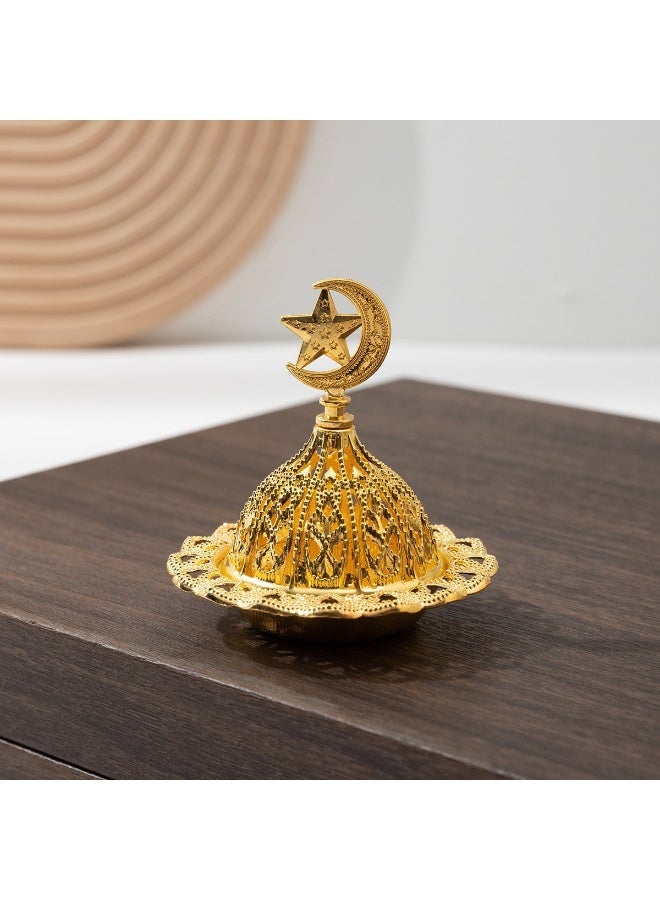 وعاء مبخرة عربي بغطاء وملقط - معدني بتصميم قديم - مثالي للتأمل واليوغا وديكور المنزل والعلاج بالروائح العطرية - Image 3