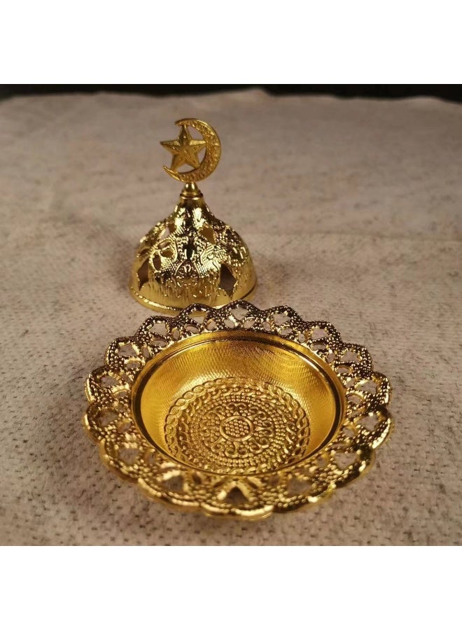 وعاء مبخرة عربي بغطاء وملقط - معدني بتصميم قديم - مثالي للتأمل واليوغا وديكور المنزل والعلاج بالروائح العطرية - Image 2