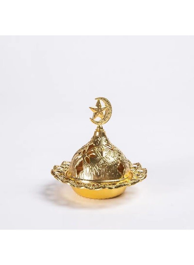وعاء مبخرة عربي بغطاء وملقط - معدني بتصميم قديم - مثالي للتأمل واليوغا وديكور المنزل والعلاج بالروائح العطرية - Image 4