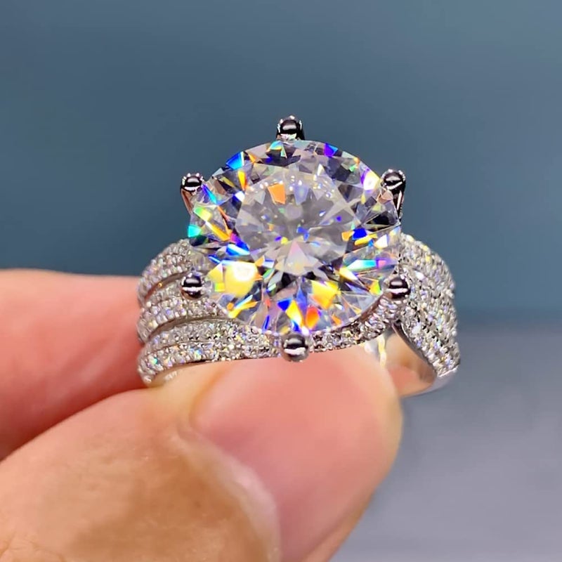 Htayekog Moissanite Engagement Ring for Women, Classic Promise Ring Six Claw Ring Solitaire Moissanite Promise Ring for Women, 925 Sterling Silver D Color VVS1 Wedding Band, Moissanite Ring 5 Carat 8 - Image 5