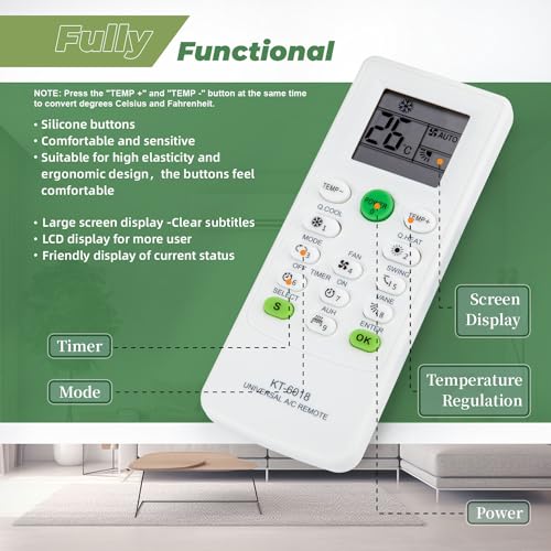 Wostore Universal AC Remote Control - 6000 in 1 LCD A/C Conditioning Controller for Multiple Brands Including Mitsubishi, Toshiba, Hitachi, Fujitsu, Daewoo, LG, Samsung, Electrolux, Sanyo, and AUX - Image 3