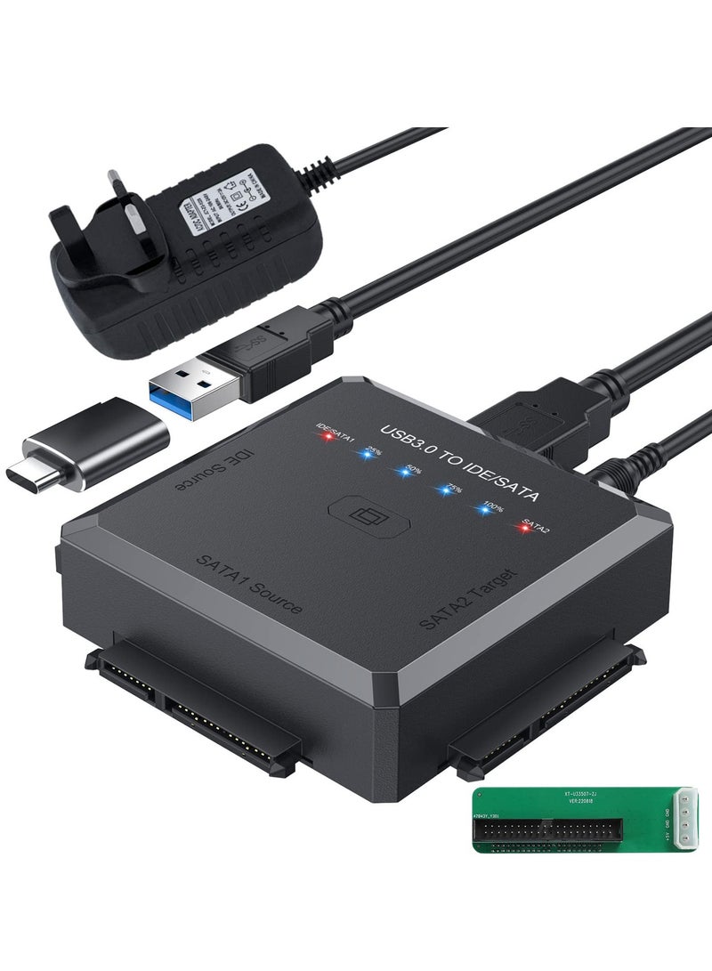 Excefore SATA IDE to USB 3.0 Hard Drive Adapter with Offline Clone, External Hard Drive Data Ultra Recovery Converter Kit for Universal 2.5"/3.5" Inch IDE and SATA External HDD/SSD, Support 10TB - Image 1