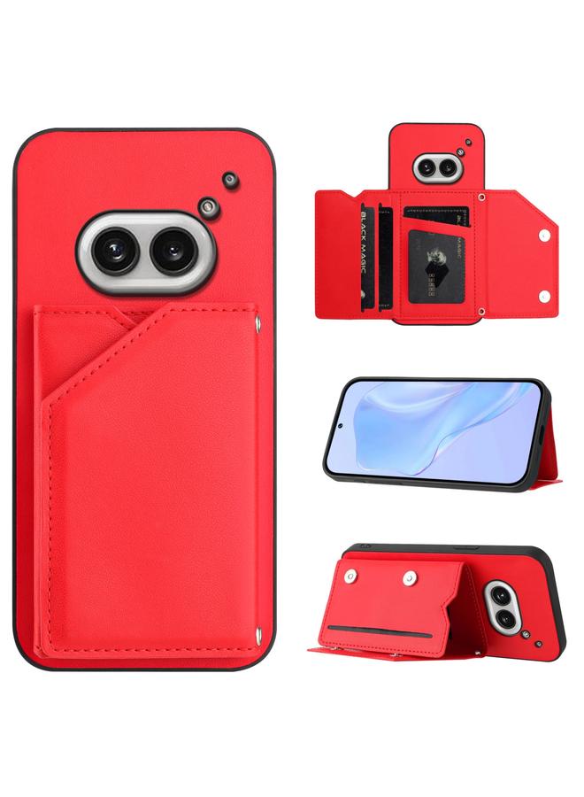 Case For Nothing Phone 2a Skin Feel Four Card Slots Phone Case with Wrist Strap