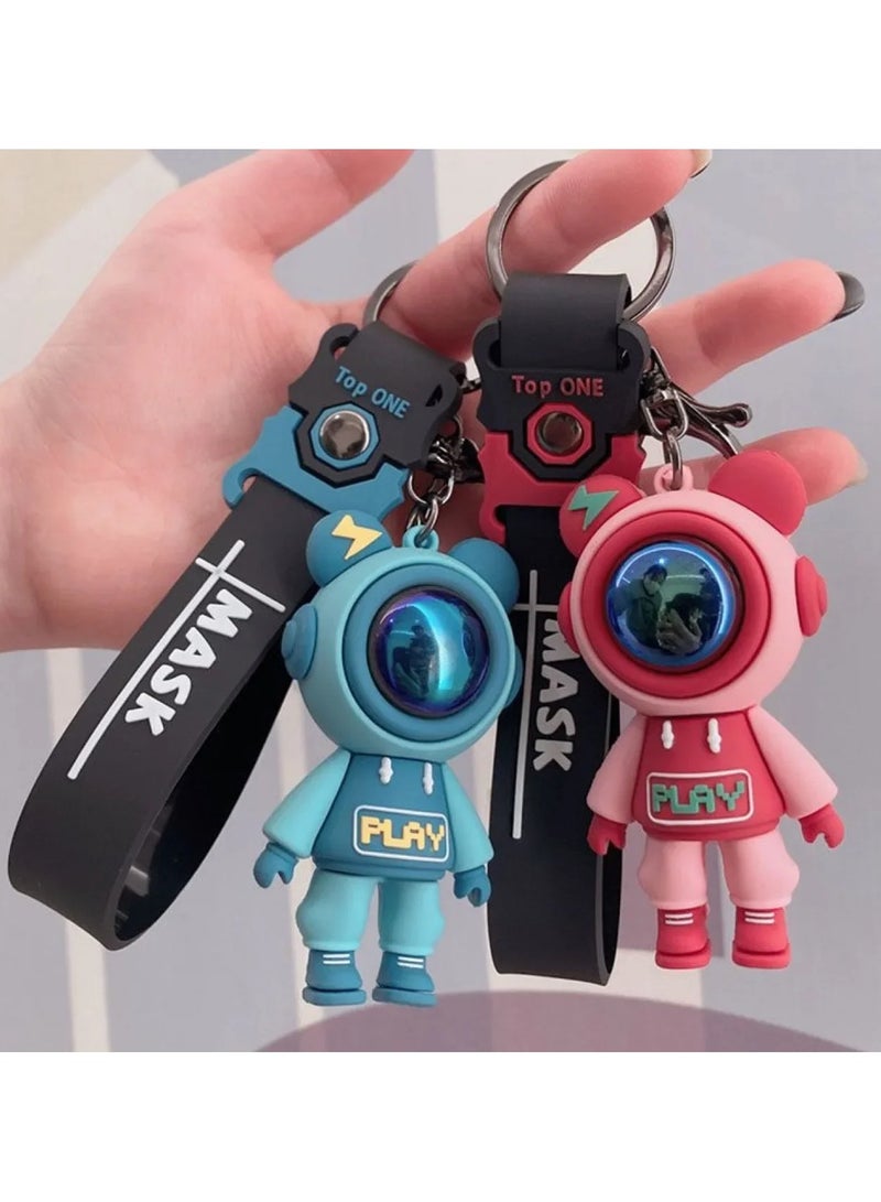 1 PCS Cartoon Bear Keychain 3D Bag Pendant Car Keychain Electric Play City Small Gift Lightning Bear Auto Keychain Jewelry Accessory  - Image 3