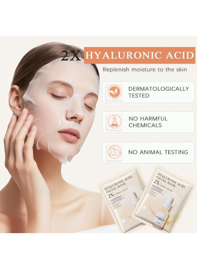 BIOAOUA 10 Pcs Korean Face Mask Skincare Set - Hyaluronic Acid Sheet Masks for Intense Hydration, Anti-Aging, Brightening & Skin Repair, Vegan Facial Treatment for All Skin Types - Image 5