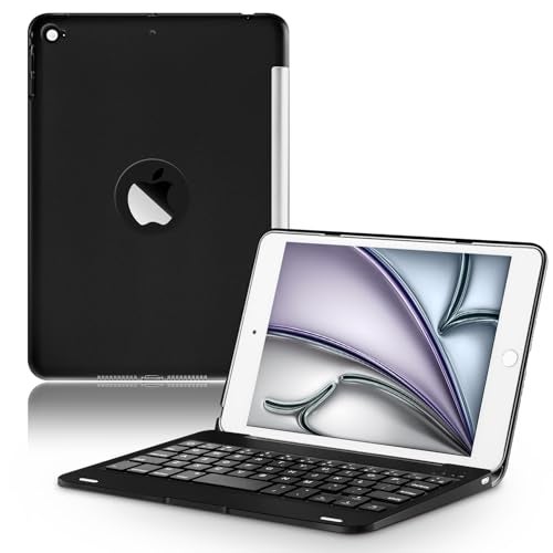 ONHI Ultra-Slim Wireless Keyboard Case for iPad mini 4 / Mini 5, Durable Plastic Alloy Shell, Smart Folio Case with Auto Sleep/Wake Function, Silent Typing Experience (iPad mini 4/5 Black) - Image 1