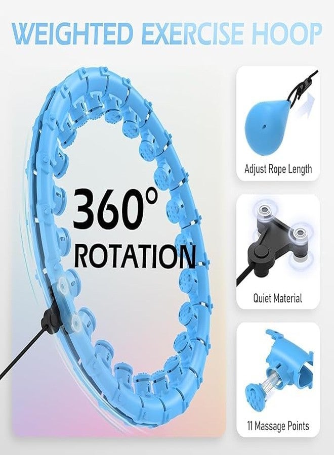PRIMINI 360 Degree Sports Adjustable 24 Detachable Knots Massage Yoga FitnessHula Hoop with Adjustable Weights, Auto-Spinning Ball, Fitness Exercise Hoop for Adults and Kids (Blue) - Image 3