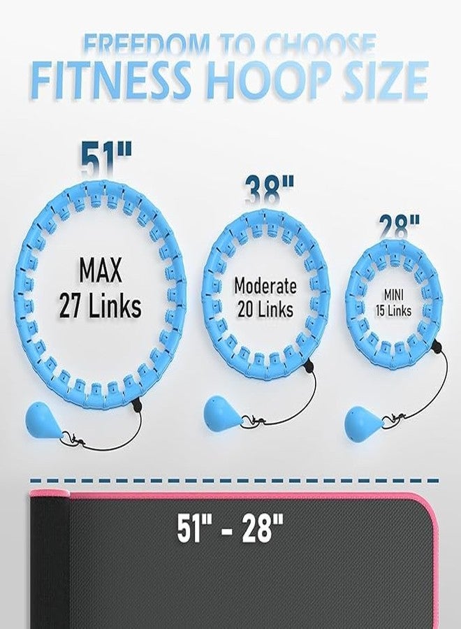 PRIMINI 360 Degree Sports Adjustable 24 Detachable Knots Massage Yoga FitnessHula Hoop with Adjustable Weights, Auto-Spinning Ball, Fitness Exercise Hoop for Adults and Kids (Blue) - Image 2